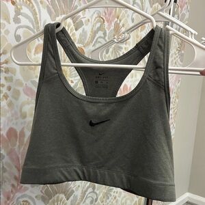 Nike Grey and Black Dri-FIT Sports Bra with Black Swoosh